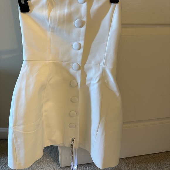 White bandeau tailored button mini dress - Picture 4 of 5